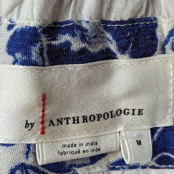 Anthropologie Romper Clemente Belted Off Shoulder Blue Flower Print NWT - Picture 8 of 11